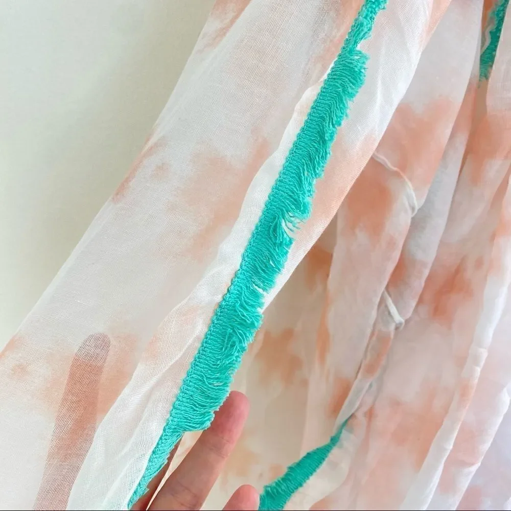 Francescas Collections NWT unity scarf white orange teal fringe